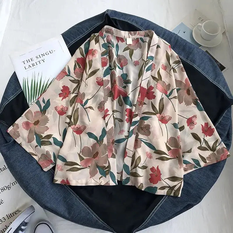 Luźne kimono w kwiaty Puppis-lorana.pl