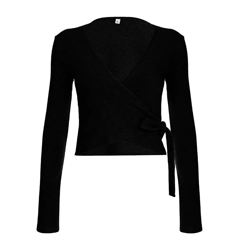 Wiązany top z długim rękawem Pyxis