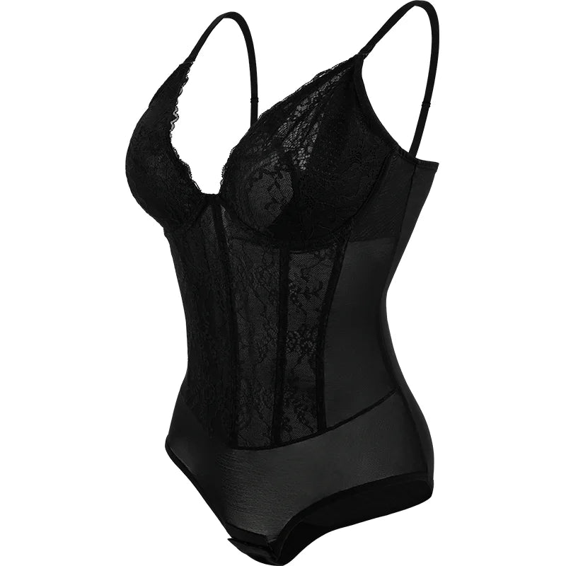 Eleganckie modelujące body na ramiączkach z elementami koronki Gemini