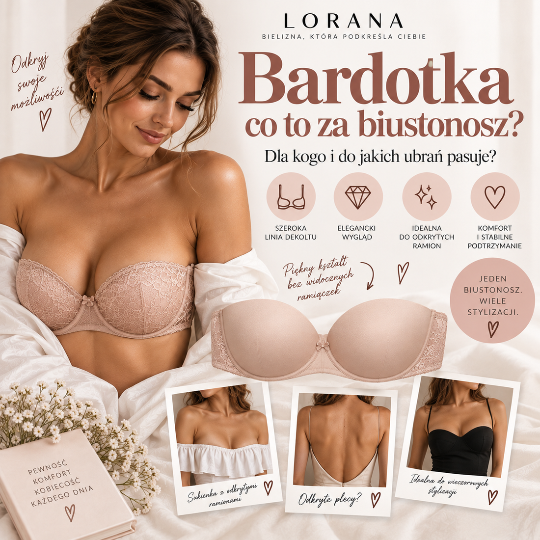 Bardotka – co to za biustonosz, dla kogo i do jakich ubrań pasuje?