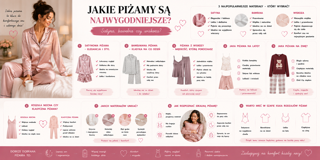 Jakie piżamy są najwygodniejsze? Satyna, bawełna czy wiskoza?
