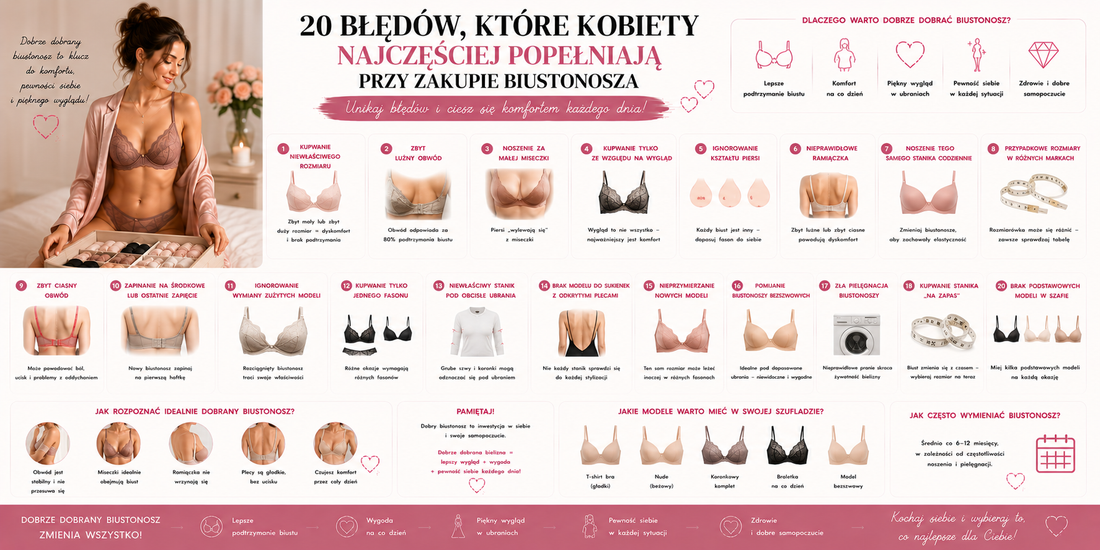 20 błędów, które kobiety najczęściej popełniają przy zakupie biustonosza