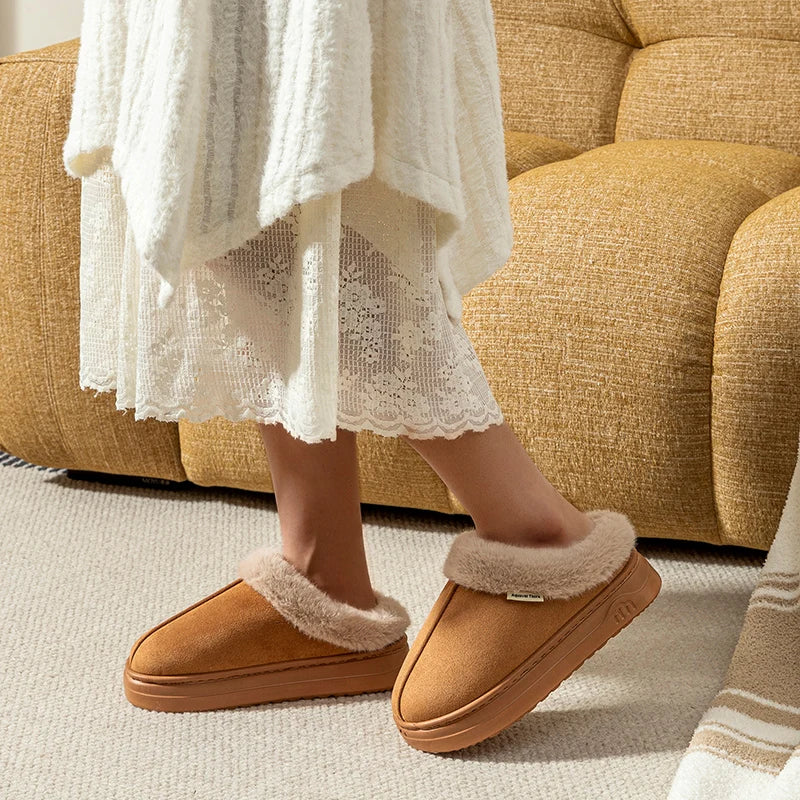 Kapcie z futerkiem na grubej podeszwie Antlia