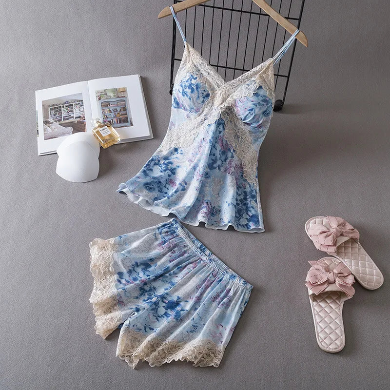 Komplet piżamy damskiej z koronkowym wykończeniem Crux