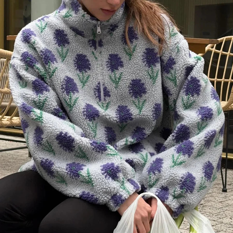 Polarowa modna bluza w kwiaty Libra