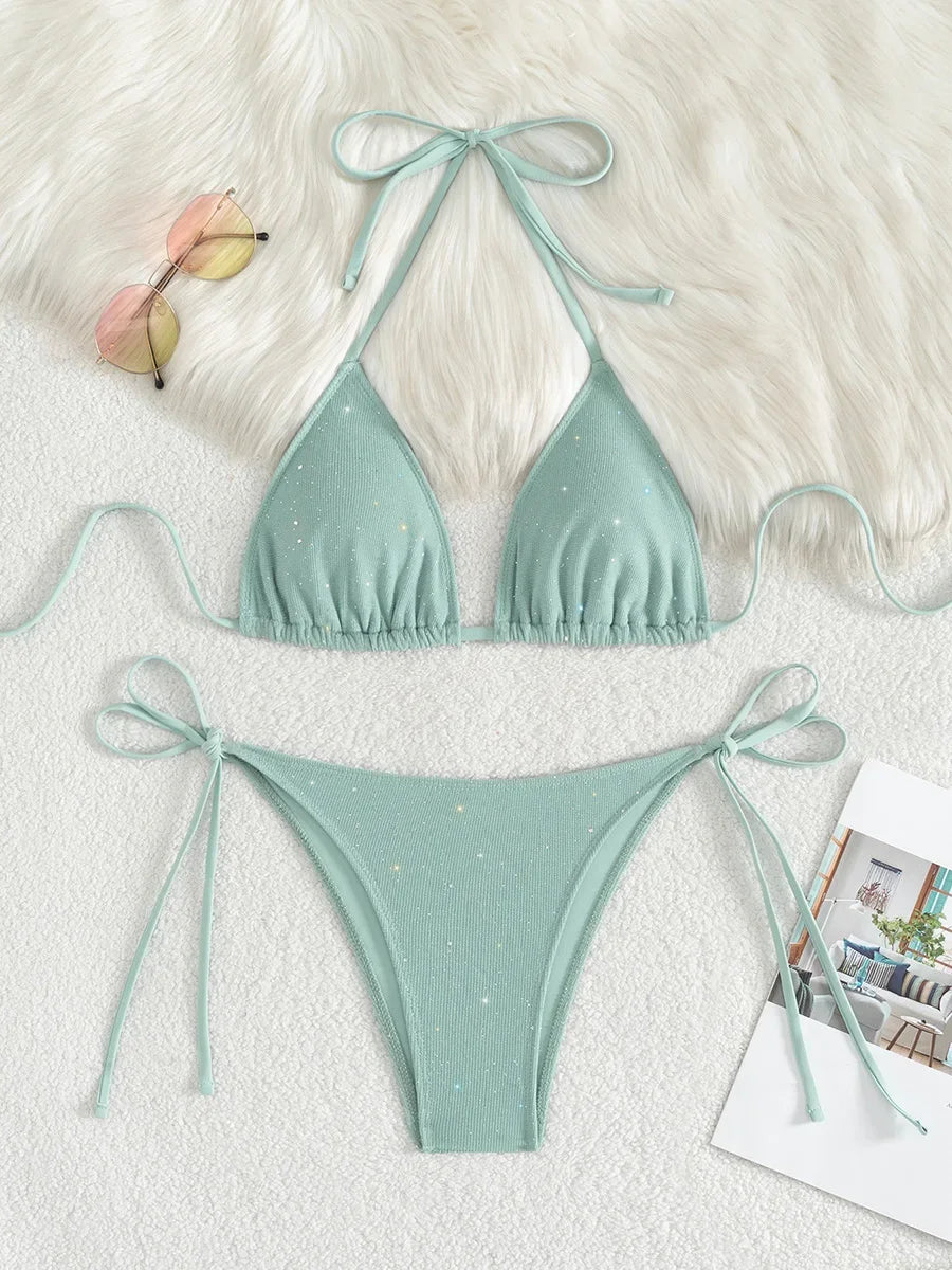 Dwuczęściowy kostium kąpielowy typu bikini z subtelnym błyskiem Caelum