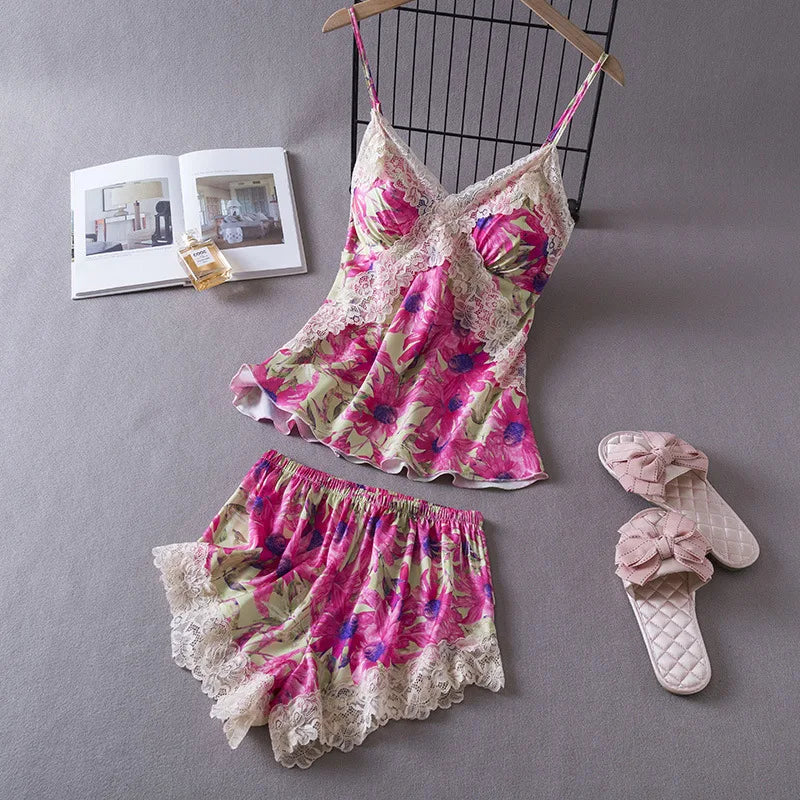 Komplet piżamy damskiej z koronkowym wykończeniem Crux