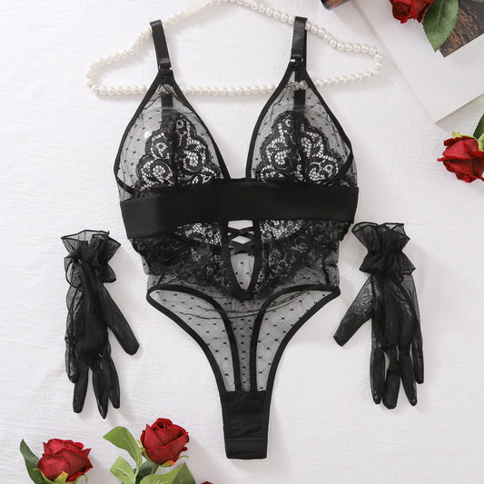 Prześwitujące body z elementami koronki Auriga-lorana.pl